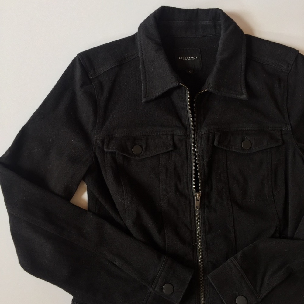 LIVERPOOL Denim Zip Jacket in Powerflex Knit Denim